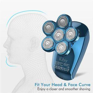 5-in-1 Electric Shaver Bald Head Shaver Cordless Electric Razor for Men - Blue